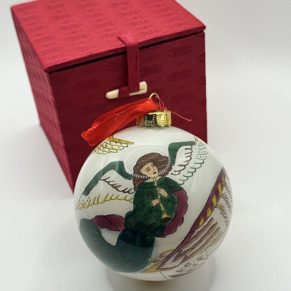 Vintage Pier 1 Li Bien Musical Angels Inside Painted Glass Christmas Ornament